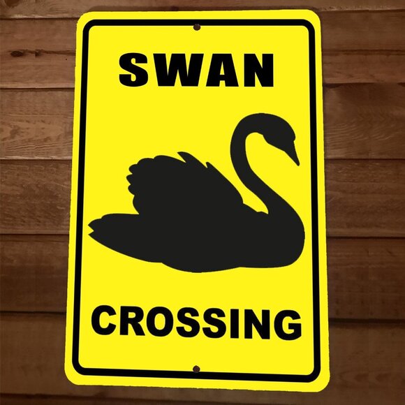 Swan Crossing 8x12 Metal Wall Sign Animal Poster - Picture 1 of 1